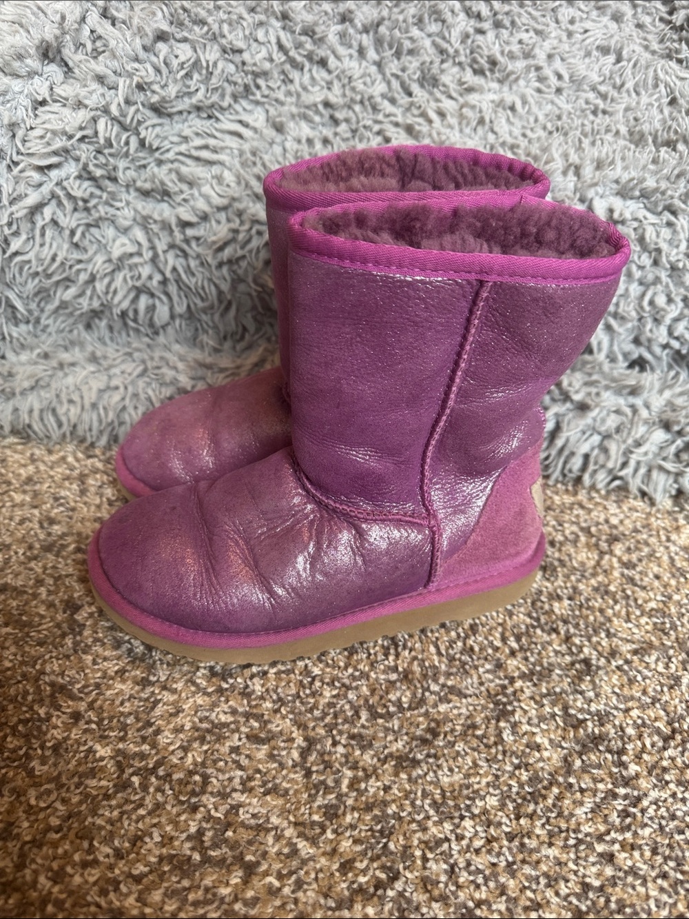 Girls Purple Shearling Lined Boots